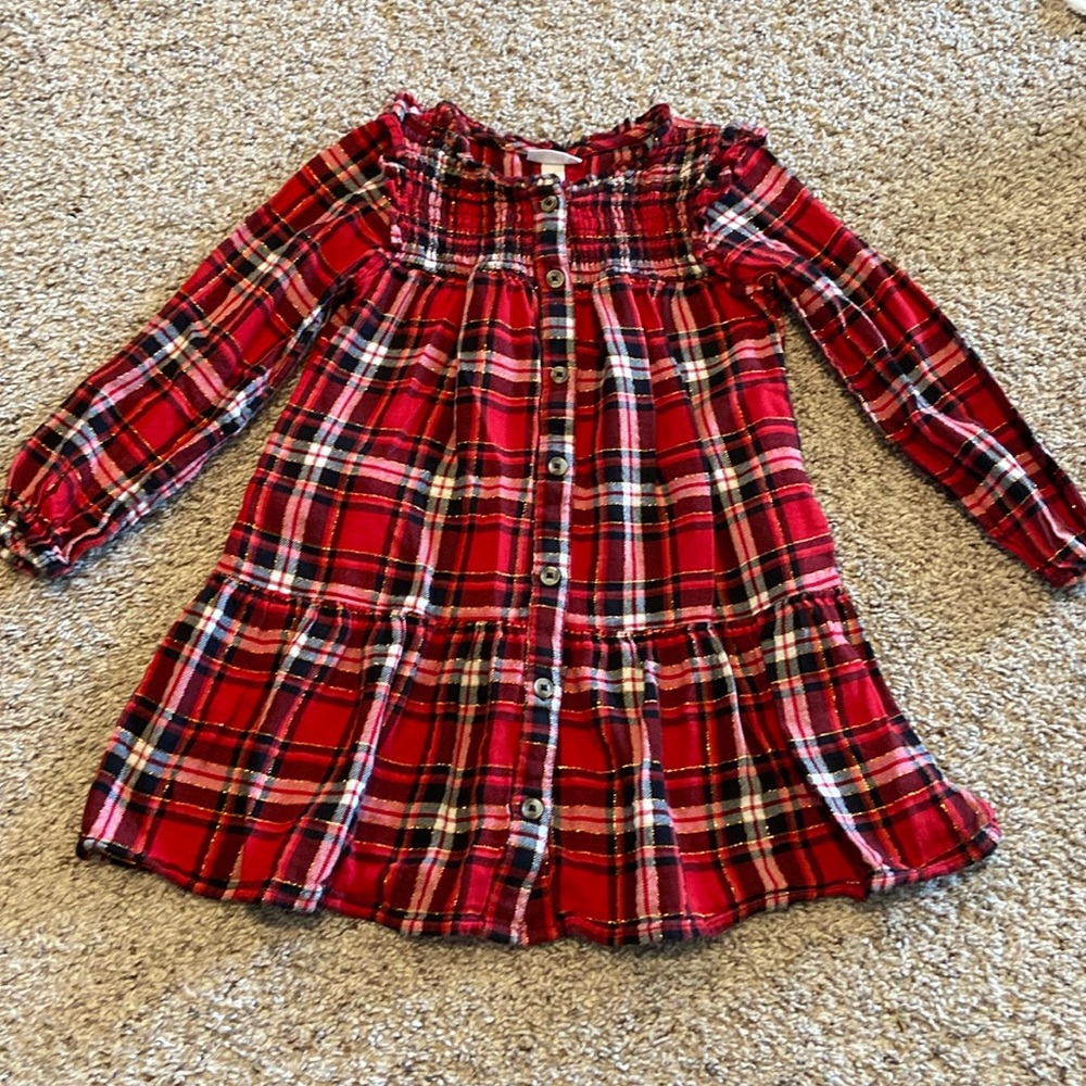 Cat & Jack girls size small red plaid dress